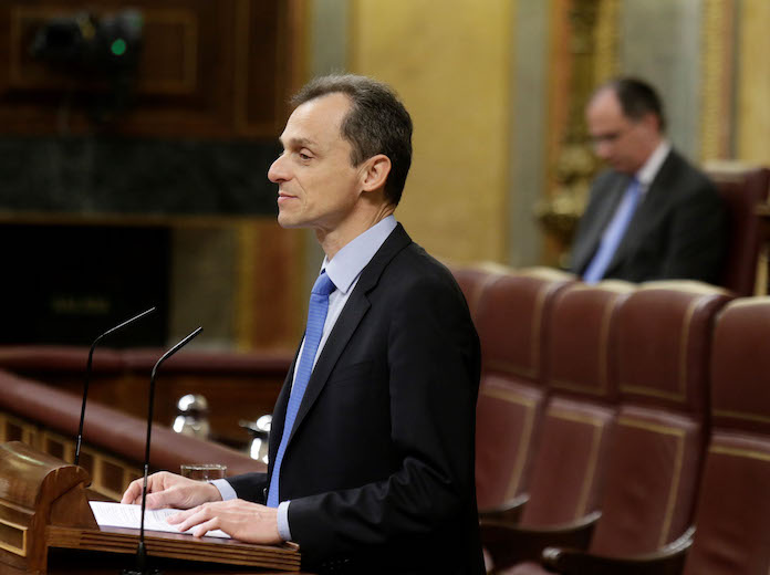 Pedro Duque, ministro de Ciencia, durante su intervención en el Congreso de los Diputados