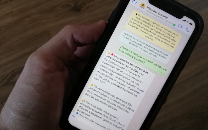 Hispabot-Covid19 WhatsApp COVID-19 coronavirus