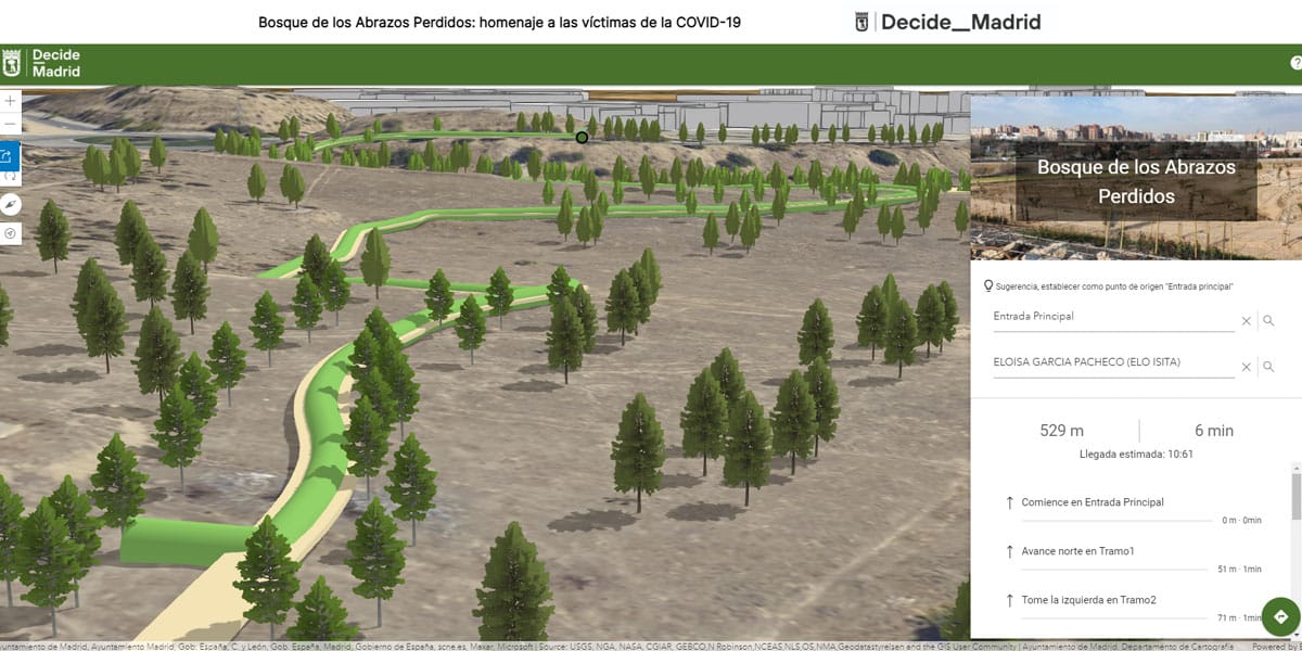 el bosque de los ABRAZOS PERDIDOS AYUNTAMIENTO DE MADRID GEMELO DIGITAL ESRI