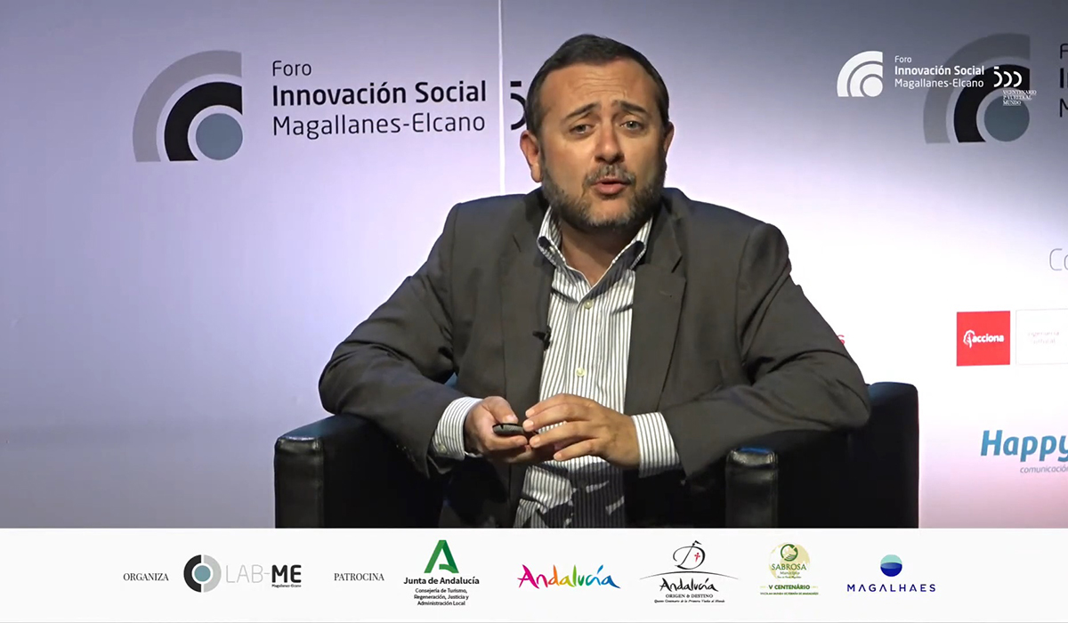Ignacio de Benito, codirector en España de Alianza para la FP Dual, durante su intervención en el Foro Magallanes-Elcano.