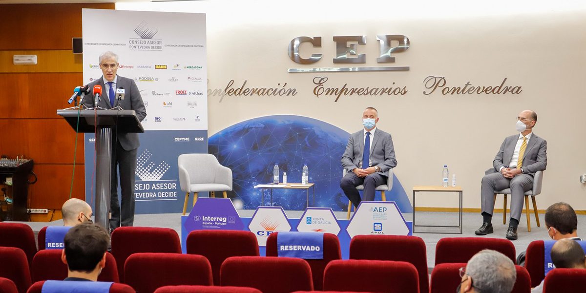 Francisco Conde, vicepresidente segundo y conselleiro de Economía de la Xunta, durante la presentación del CoLogistics Business Accelerator. (Autor: Xunta de Galicia)