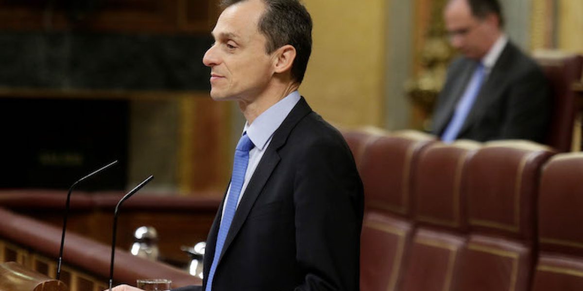 Pedro Duque, ministro de Ciencia, durante su intervención en el Congreso de los Diputados