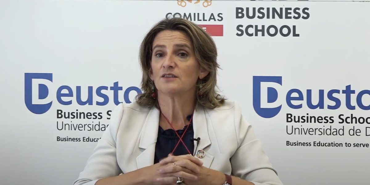 Teresa Ribera, vicepresidenta cuarta y ministra para la Transición Ecológica y el Reto Demográfico ayer en Deusto Business School.