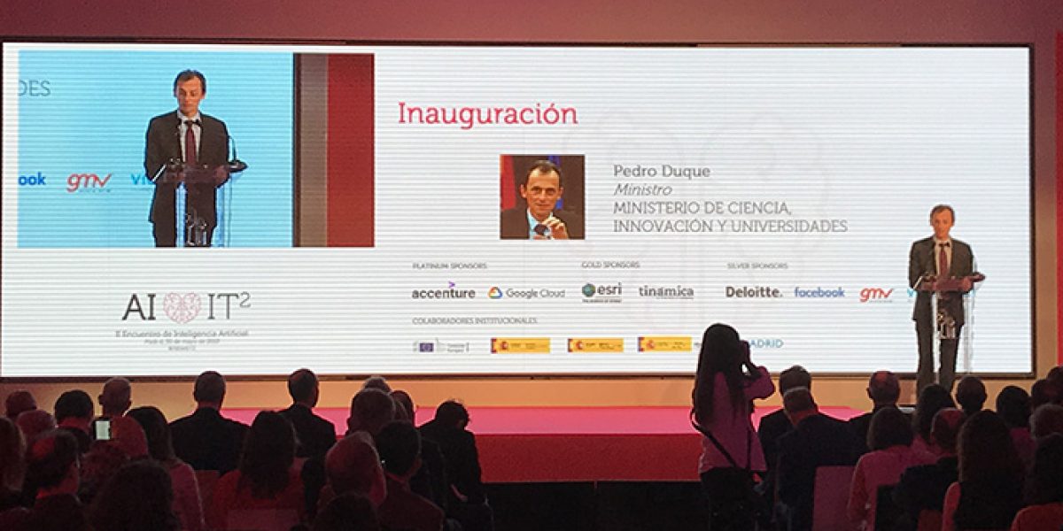 El ministro de Educación, Ciencia e Innovación, Pedro Duque, durante su intervención en el #AIlikeIT / Innovaspain.